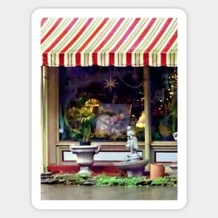 Owego NY - Gift Shop with Striped Awning Sticker